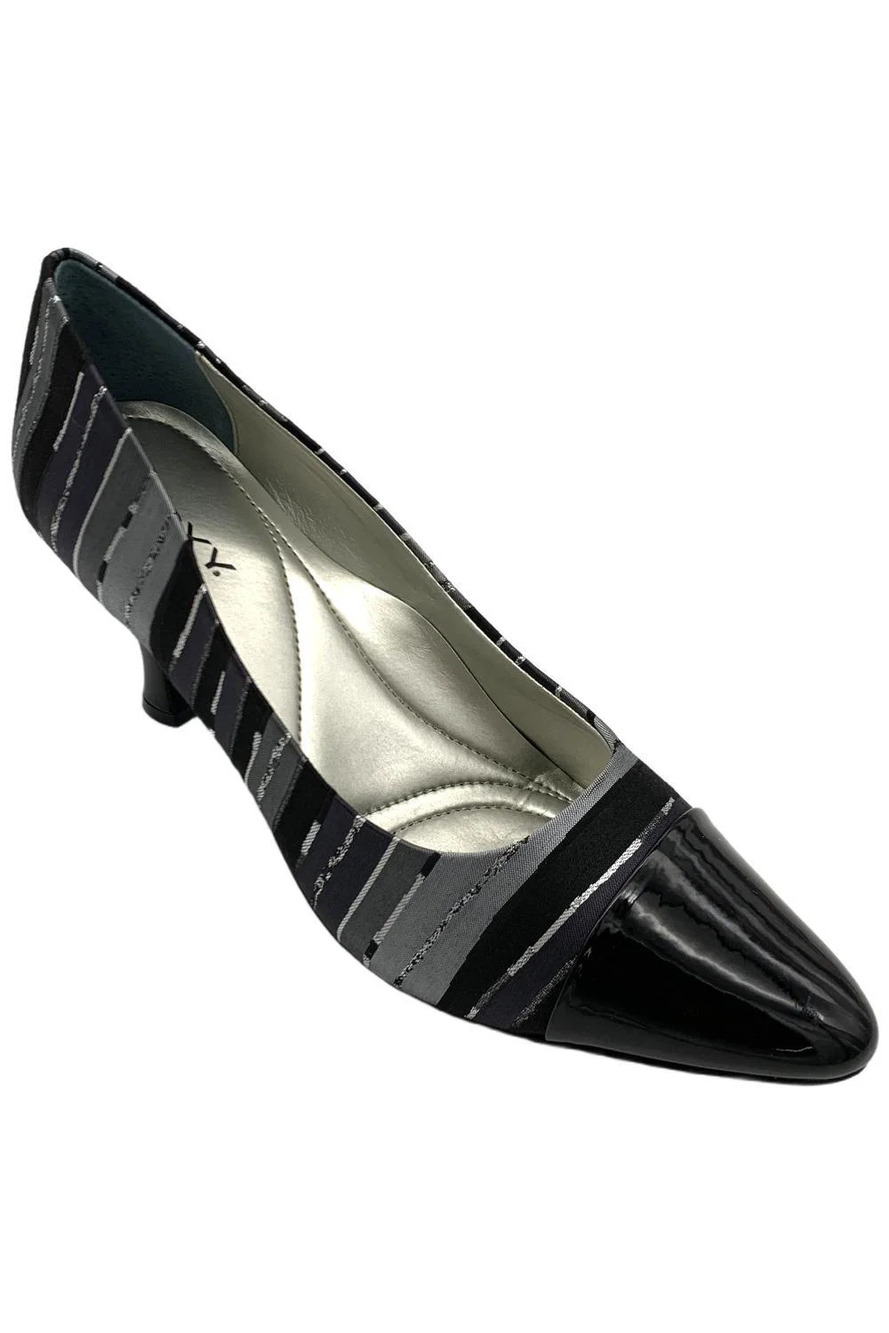Proxy Women's Devnet Heel Pumps Black/Grey/Silver Stripe - Narrow